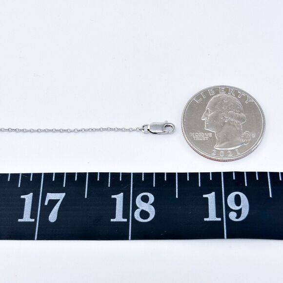 Bezel Set Cubic Zirconia Pendant | Vintage Sterling Silver Necklace | 16.5"-18.5 - Picture 2 of 5